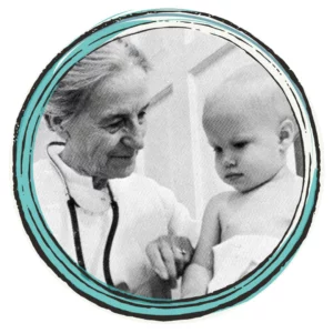 Pediatrician Leila Alice Denmark examining a toddler